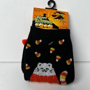 LeGale Happy Halloween Ankle Socks Black Candy Corn Cat Fur-ocious FMH21-03